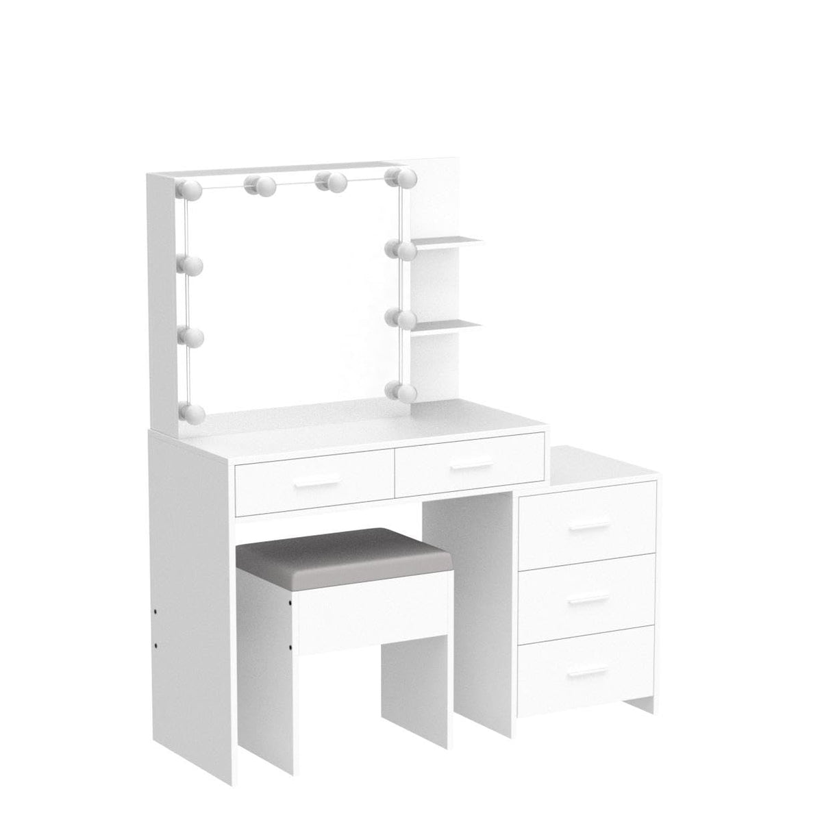 White Vanity Desk with Sliding Mirror R769974
