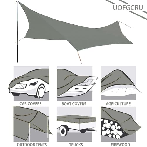 4m x 8m Grey Waterproof Poly Tarp with Grommets J679