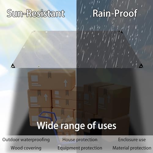 4m x 8m Grey Waterproof Poly Tarp with Grommets J679