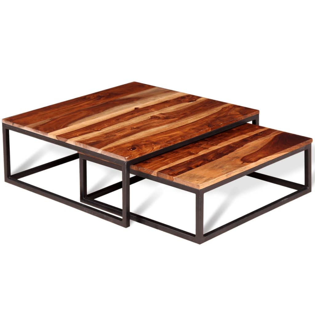 Solid Sheesham Wood Nesting Coffee Table Set X398709