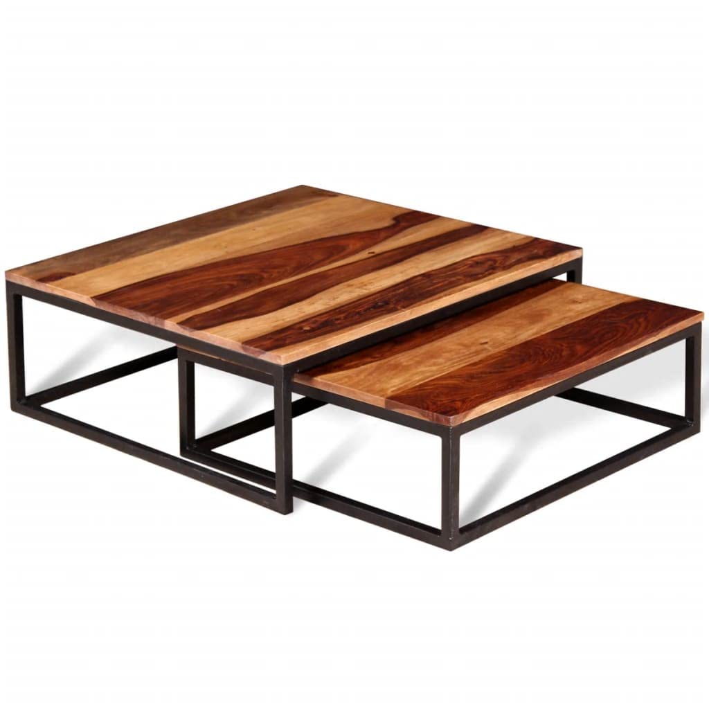 Solid Sheesham Wood Nesting Coffee Table Set X398709