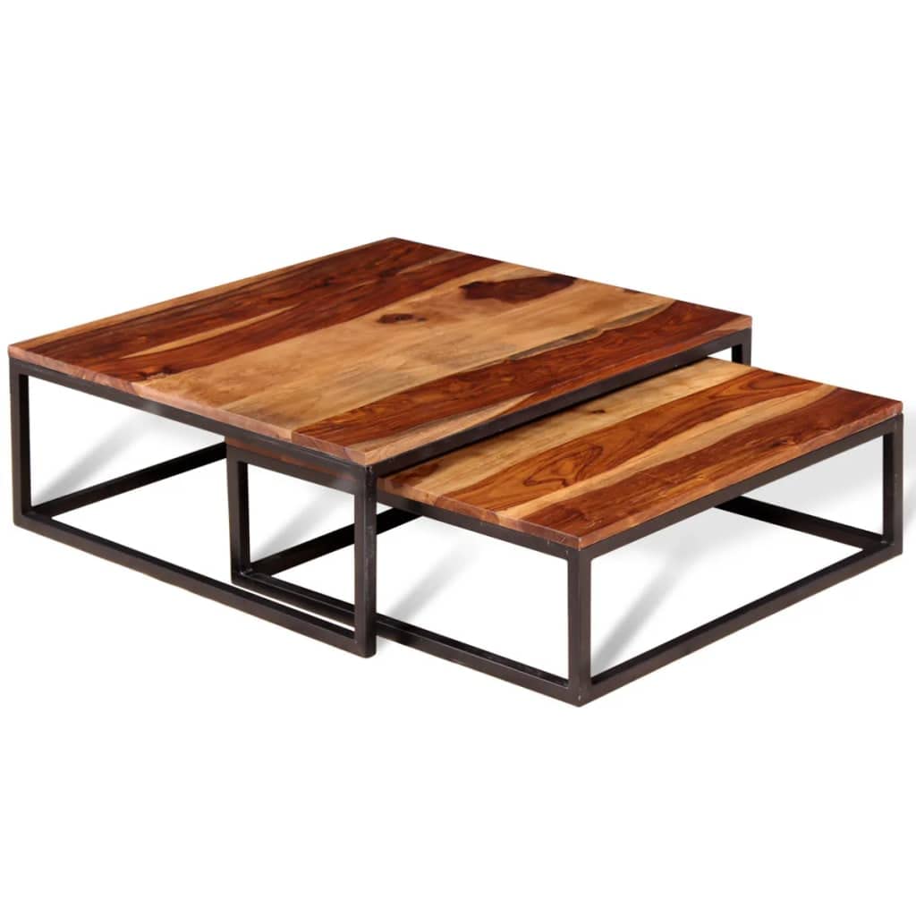 Solid Sheesham Wood Nesting Coffee Table Set X398709