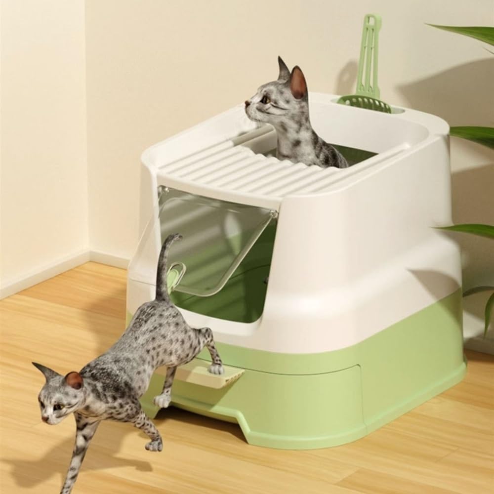 Enclosed Top-Entry Cat Litter Box with Scoop G8348