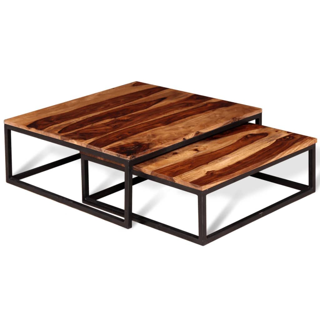 Solid Sheesham Wood Nesting Coffee Table Set X398709