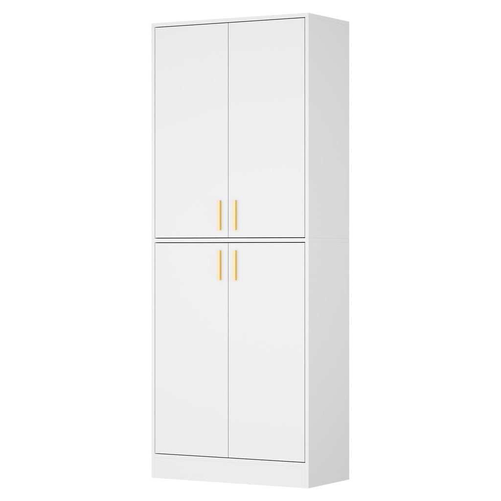White Wood Storage Cabinet with Doors and Shelves N84732