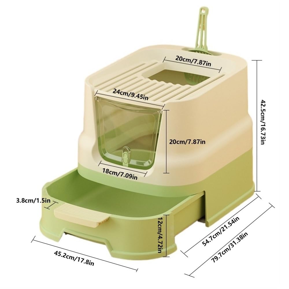 Enclosed Top-Entry Cat Litter Box with Scoop G8348