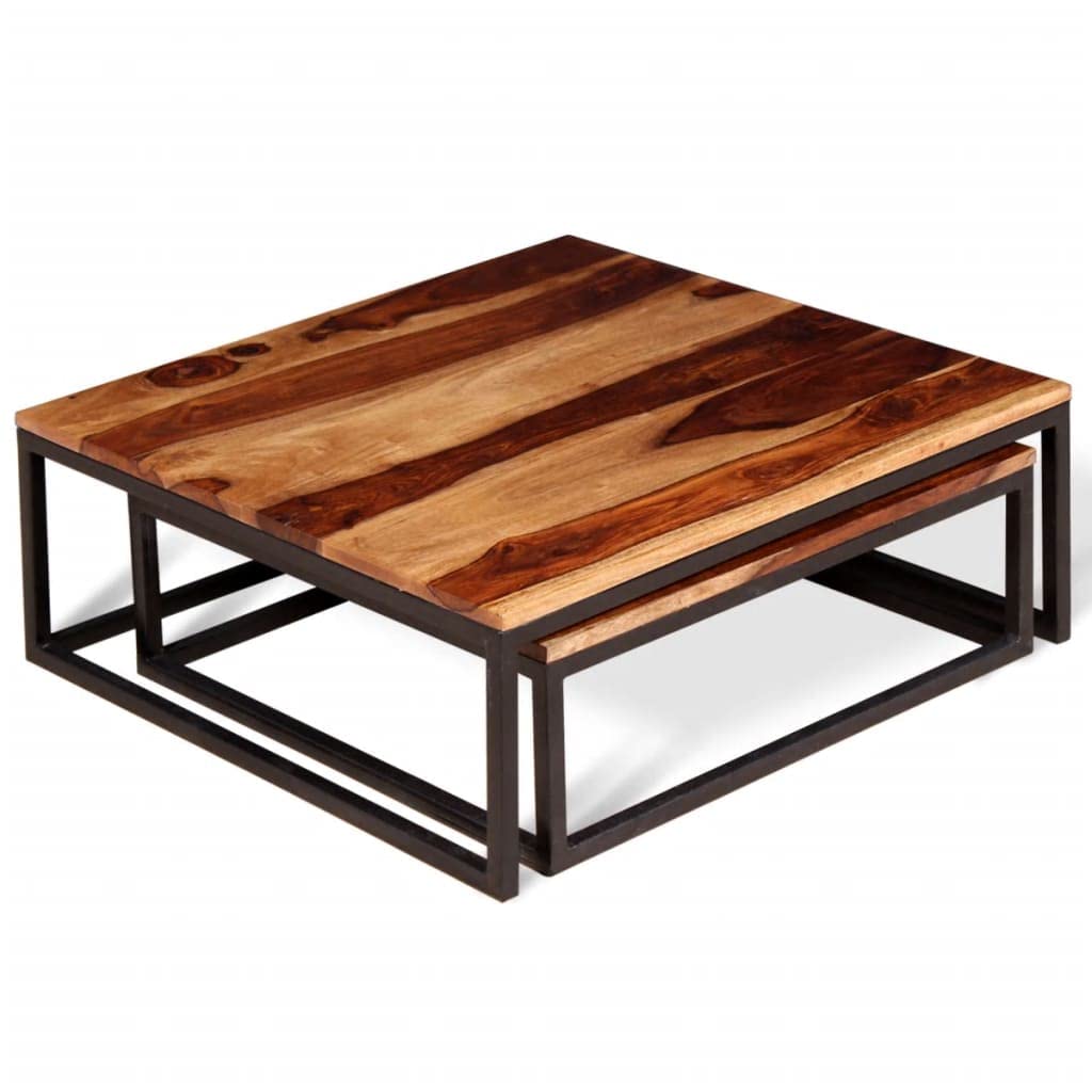 Solid Sheesham Wood Nesting Coffee Table Set X398709