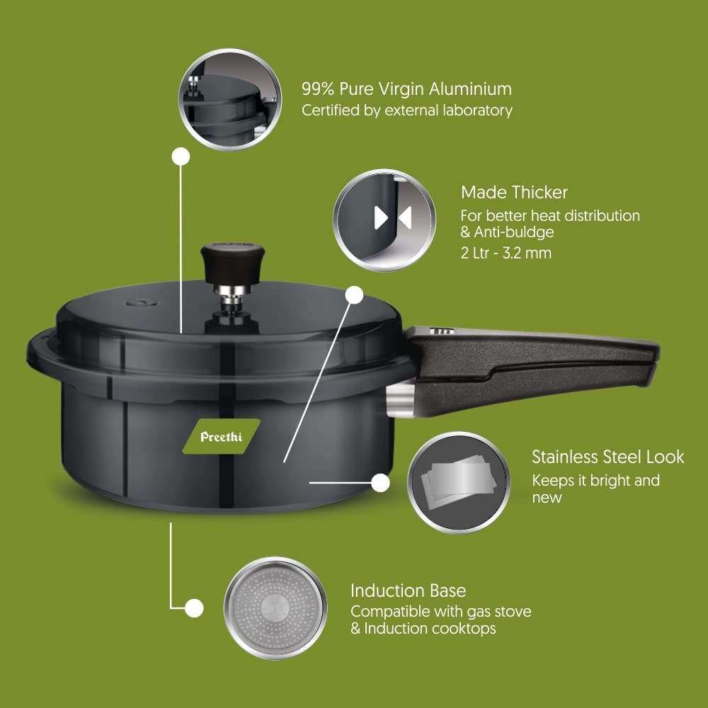 Hard Anodized Induction Base Pressure Cooker 2 Litres G585