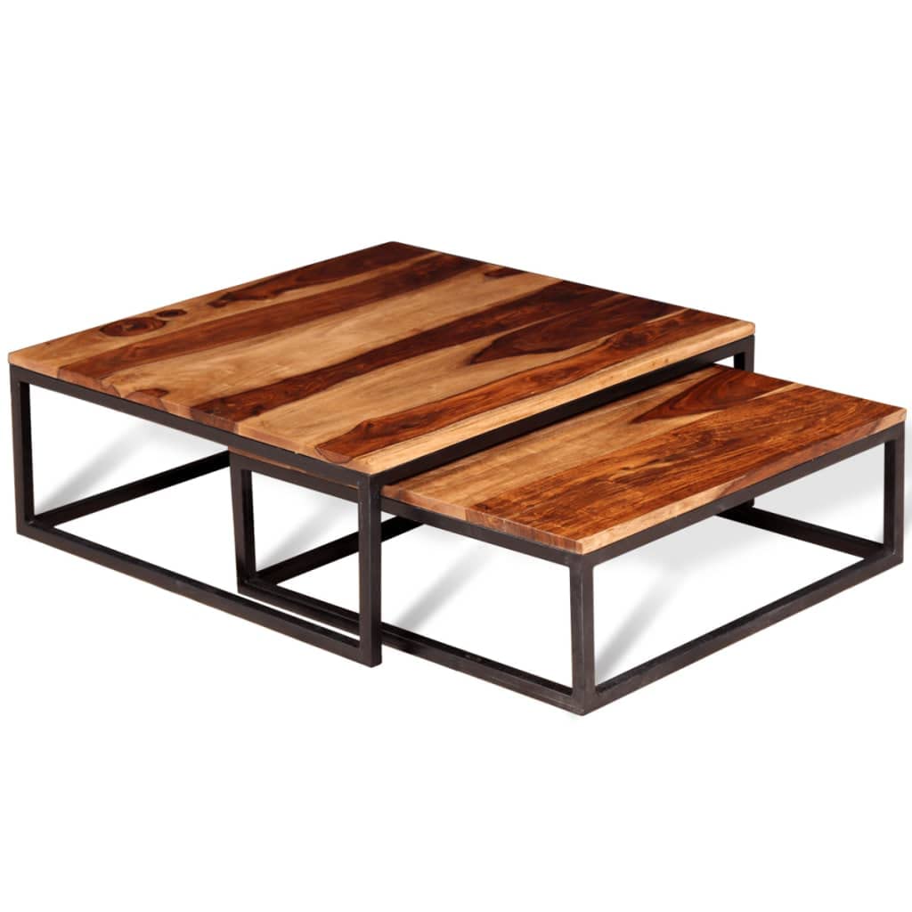 Solid Sheesham Wood Nesting Coffee Table Set X398709