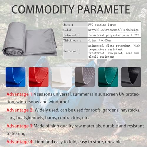 4m x 8m Grey Waterproof Poly Tarp with Grommets J679