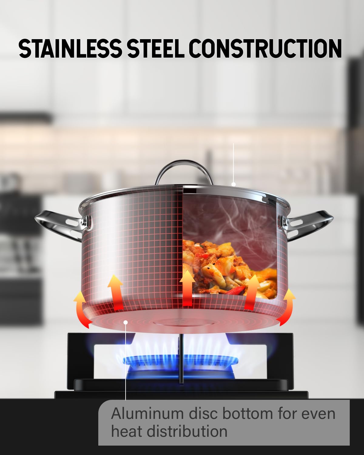 7 Quart Stainless Steel Stock Pot with Lid S411