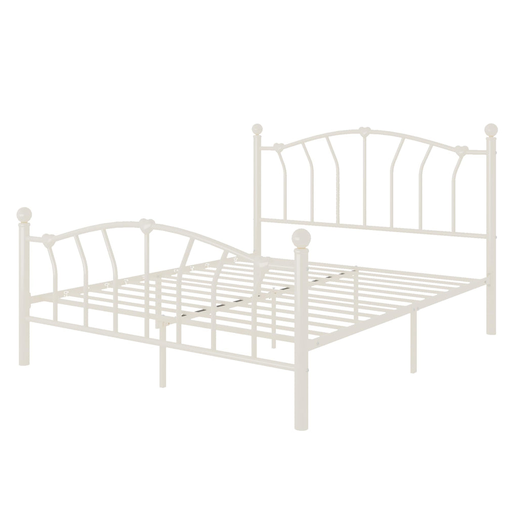 Full Size Cream White Metal Bed Frame T134