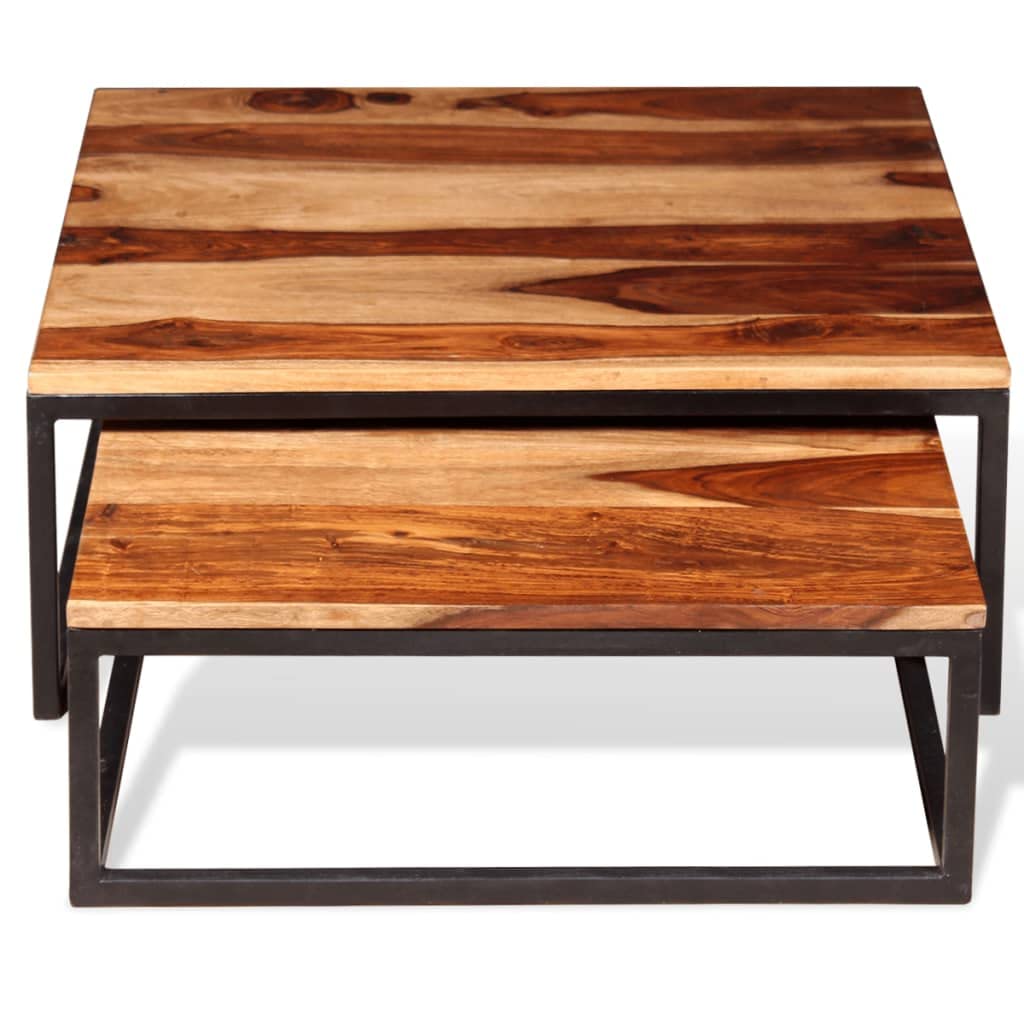 Solid Sheesham Wood Nesting Coffee Table Set X398709
