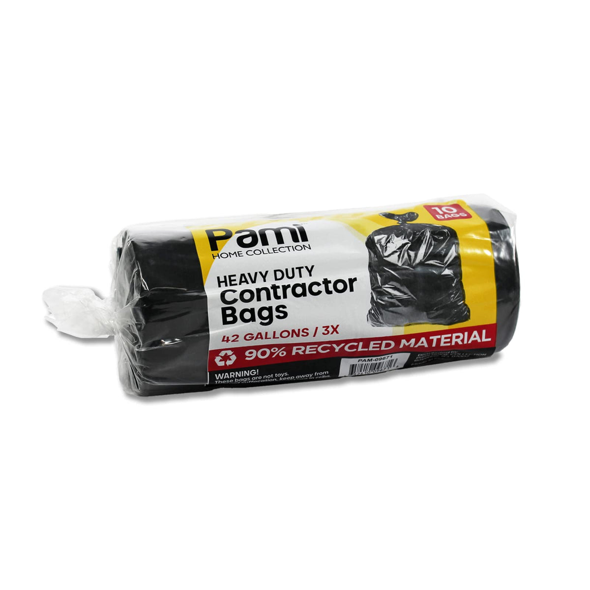 Heavy Duty 42-Gallon Contractor Trash Bags, Tear Resistant, Black, 10 Ct V16210