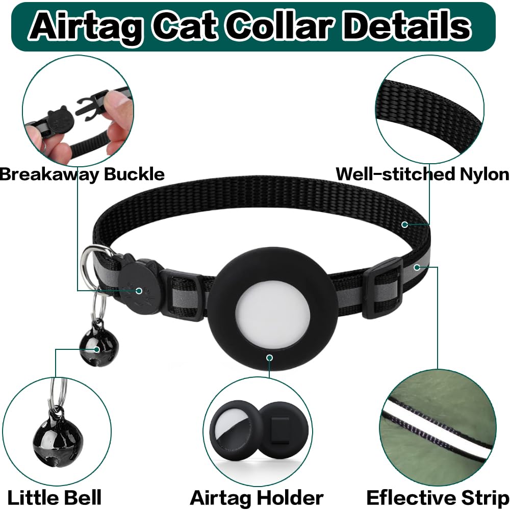 Breakaway Reflective Cat Collar with Air Tag Holder C7533
