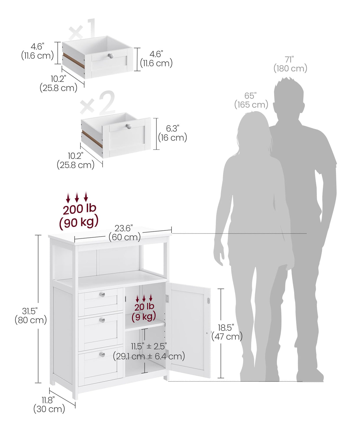 Bathroom Storage Cabinet with 3 Drawers D967946