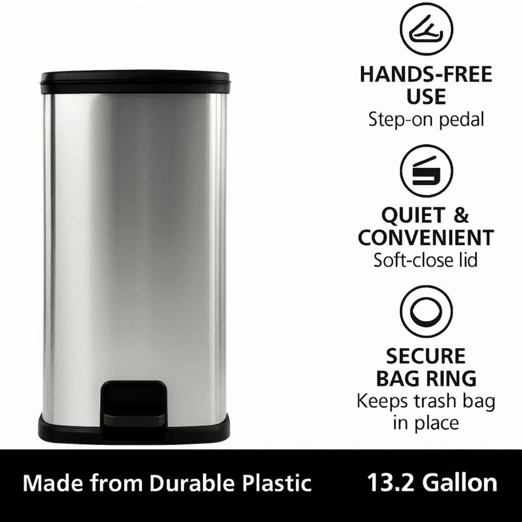 13 Gal Stainless Silver Step Trash Can L86467