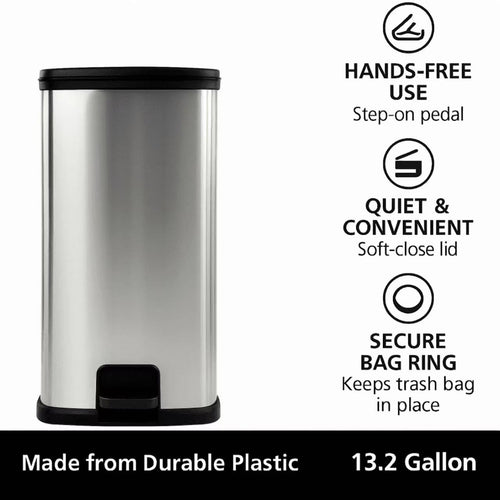 13 Gal Stainless Silver Step Trash Can L86467