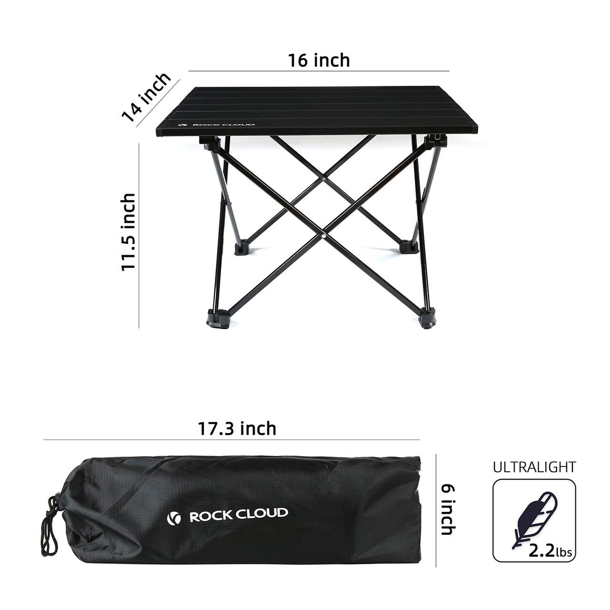Portable Aluminum Folding Camping Table Black J1555