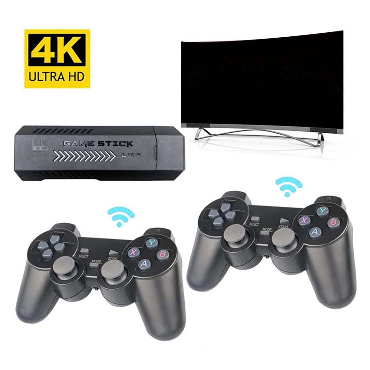 4K Retro Game Stick with 2 Wireless Controllers 64GB H640755