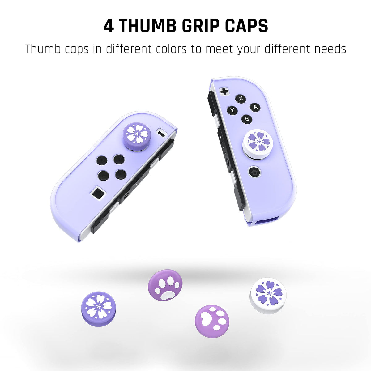 Purple Case for Nintendo Switch OLED Model with Screen Protector and 4 Thumb Grip Caps C5604