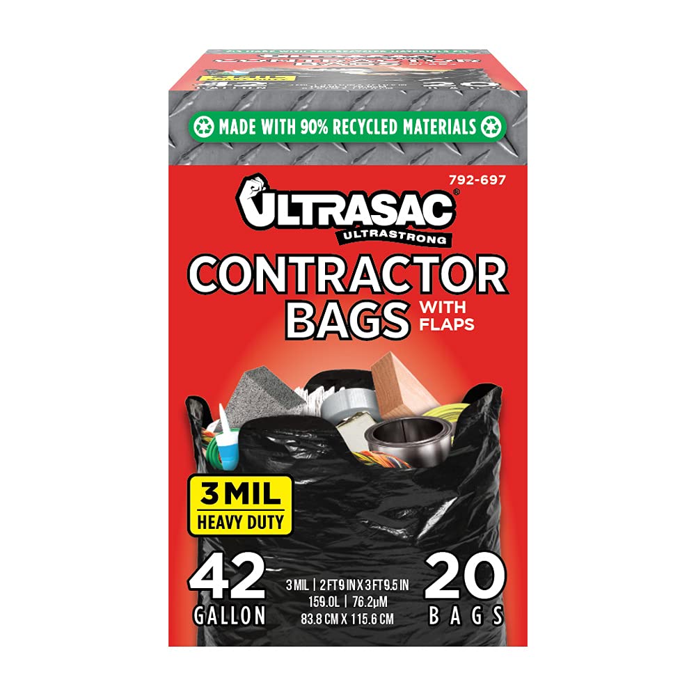 42 Gallon 120 Pack Black Heavy Duty Contractor Bags Y449287