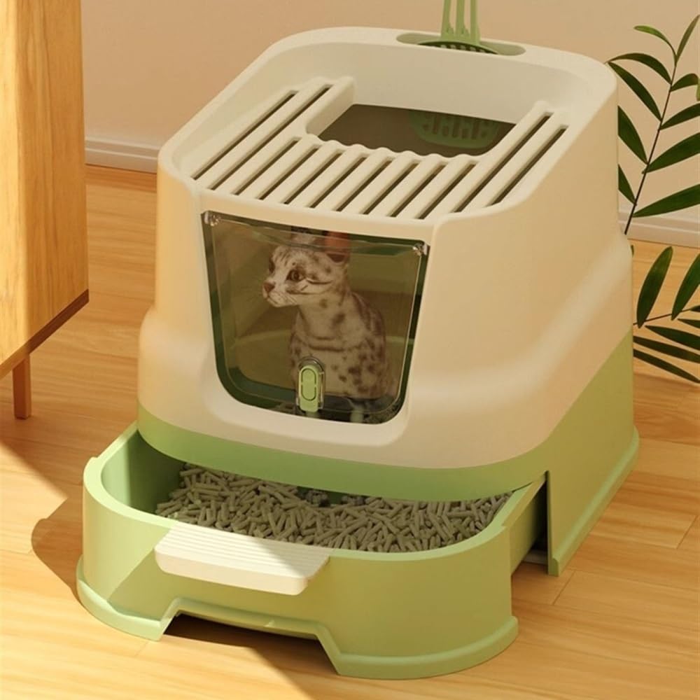 Enclosed Top-Entry Cat Litter Box with Scoop G8348