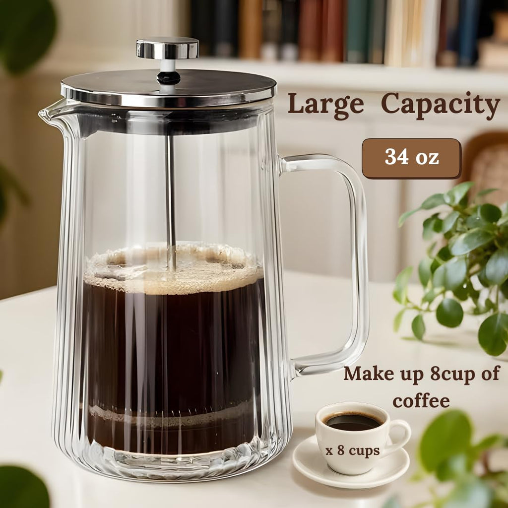 Glass French Press Coffee Maker 34oz B3439