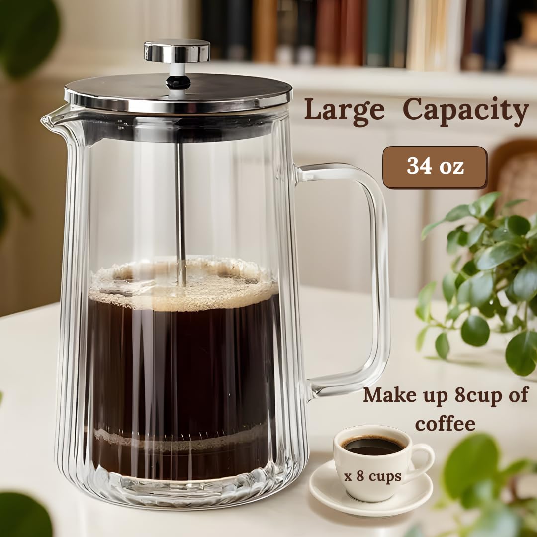 Glass French Press Coffee Maker 34oz B3439