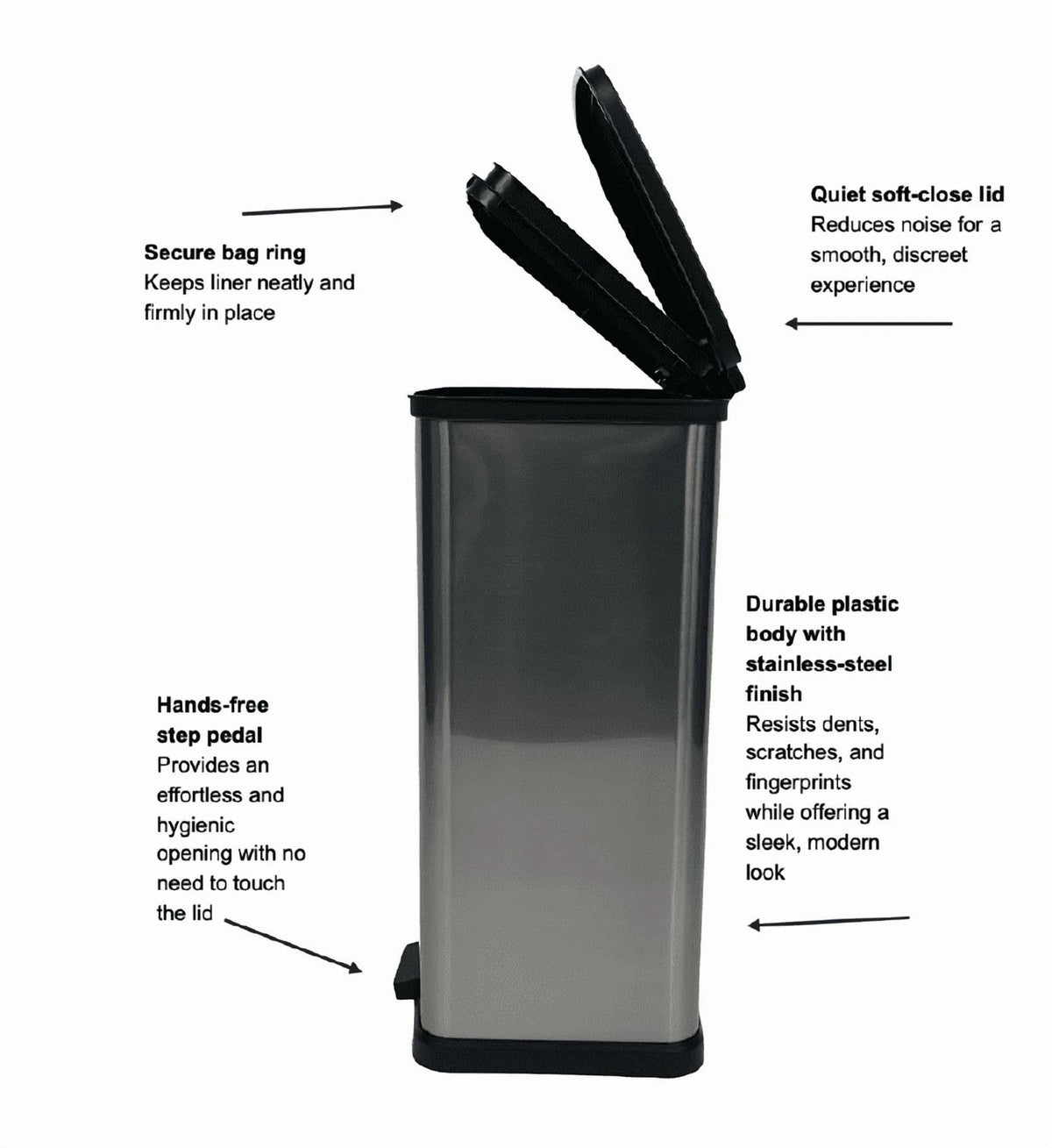 13 Gal Stainless Silver Step Trash Can L86467