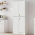 White Wood Storage Cabinet with Doors and Shelves N84732