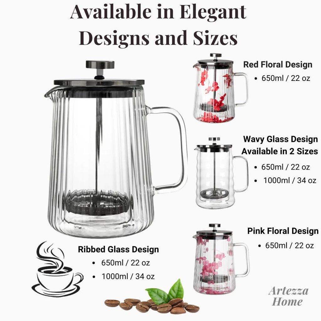 Glass French Press Coffee Maker 34oz B3439