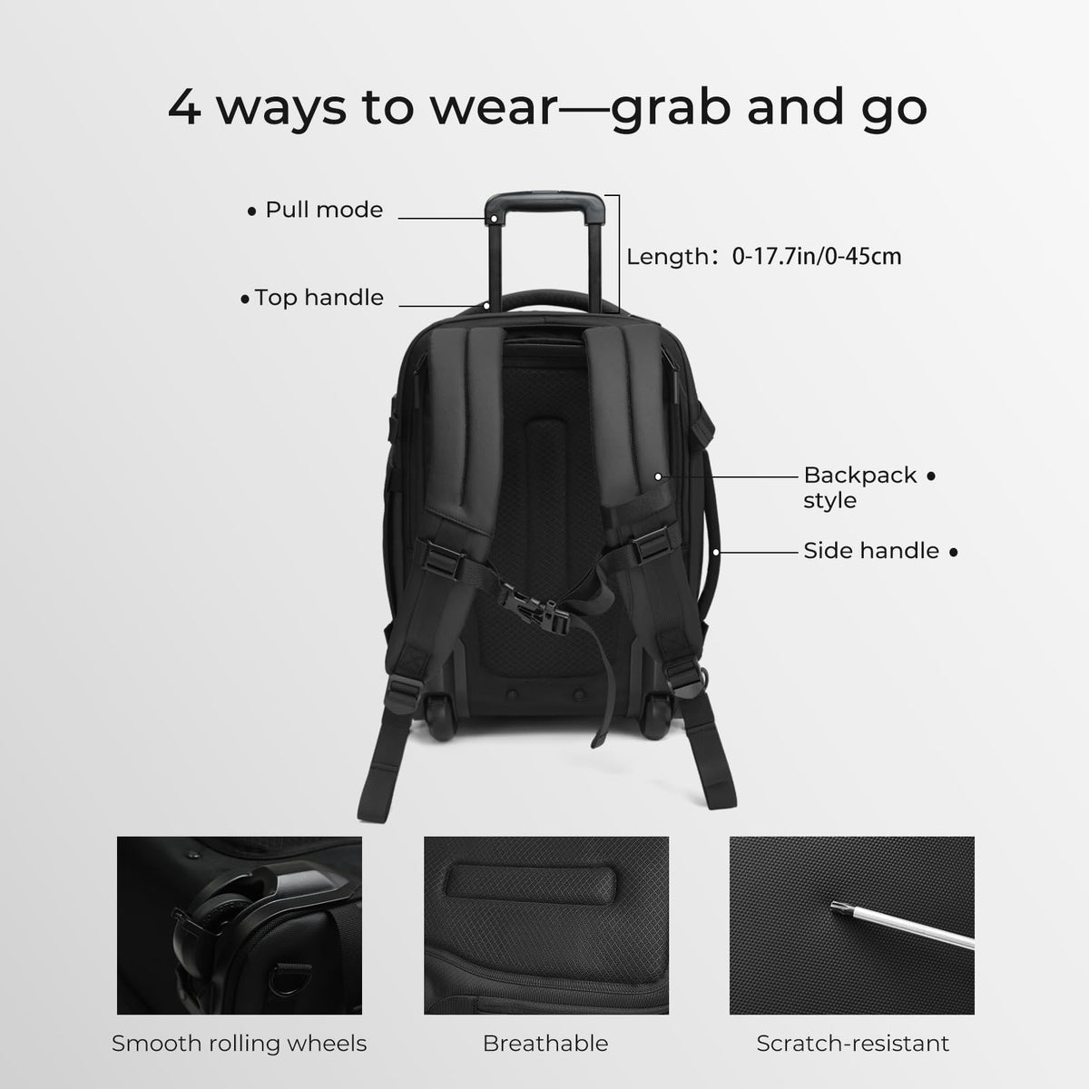 Rolling Backpack Travel with Lock USB C Port V492868