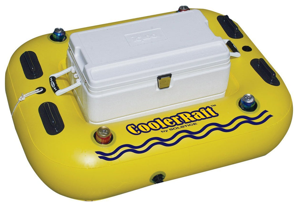 Yellow Inflatable Tube Float with Grab Handles and Cupholders T195
