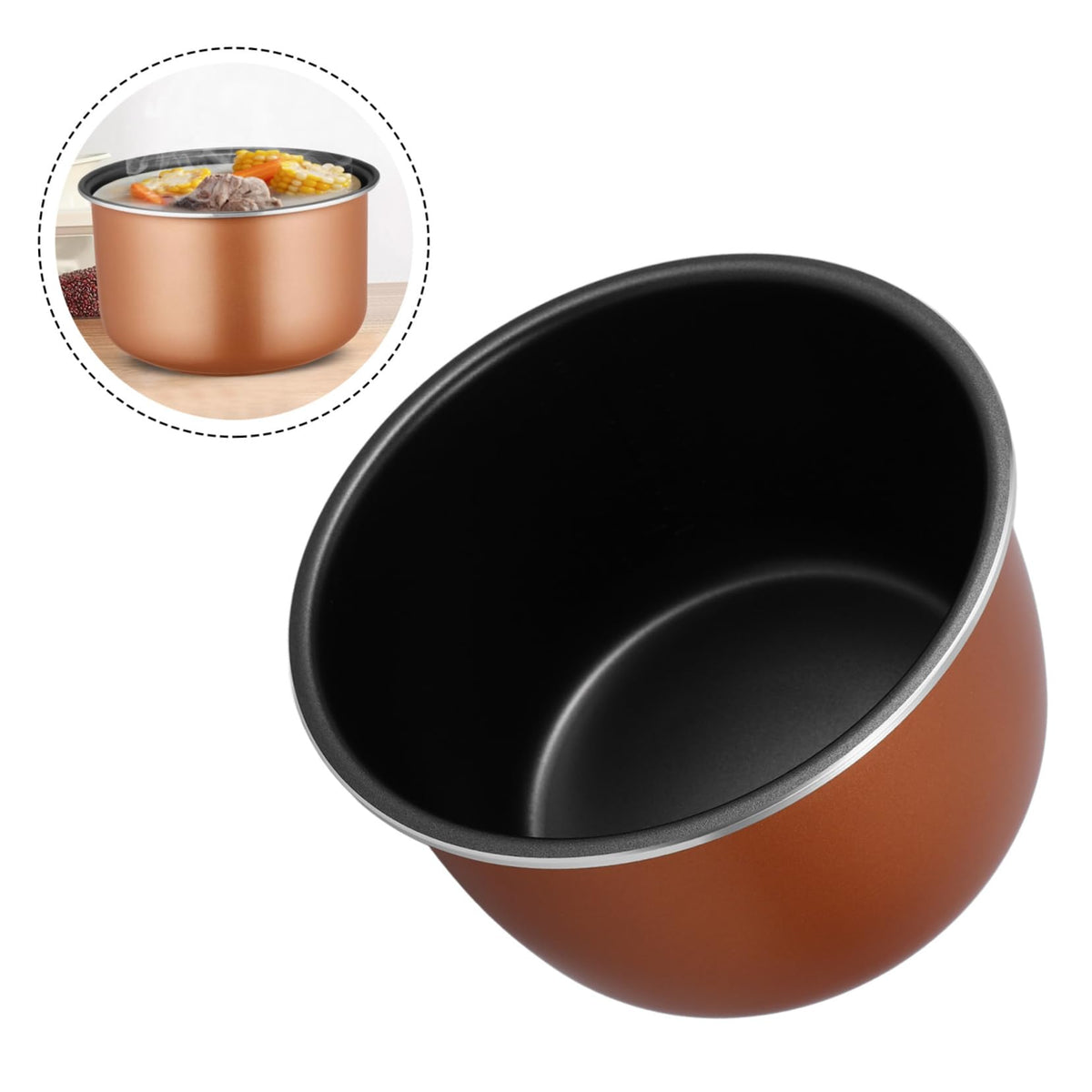 Non Stick Electric Cooker Inner Pot Aluminum Alloy Brown R190045