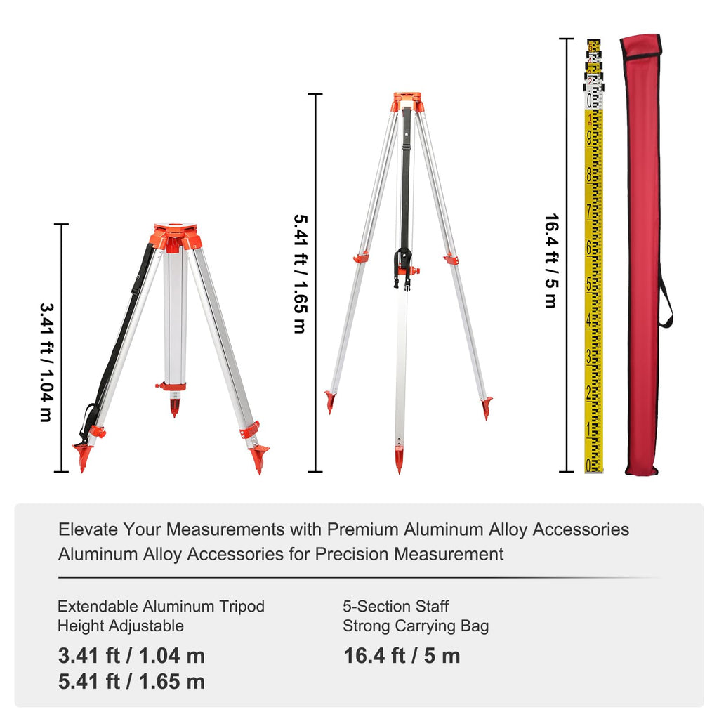 Green 360 Degree Self Leveling Rotary Laser Level Kit with Tripod & Staff I884