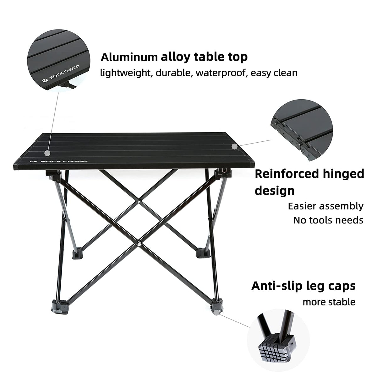Portable Aluminum Folding Camping Table Black J1555