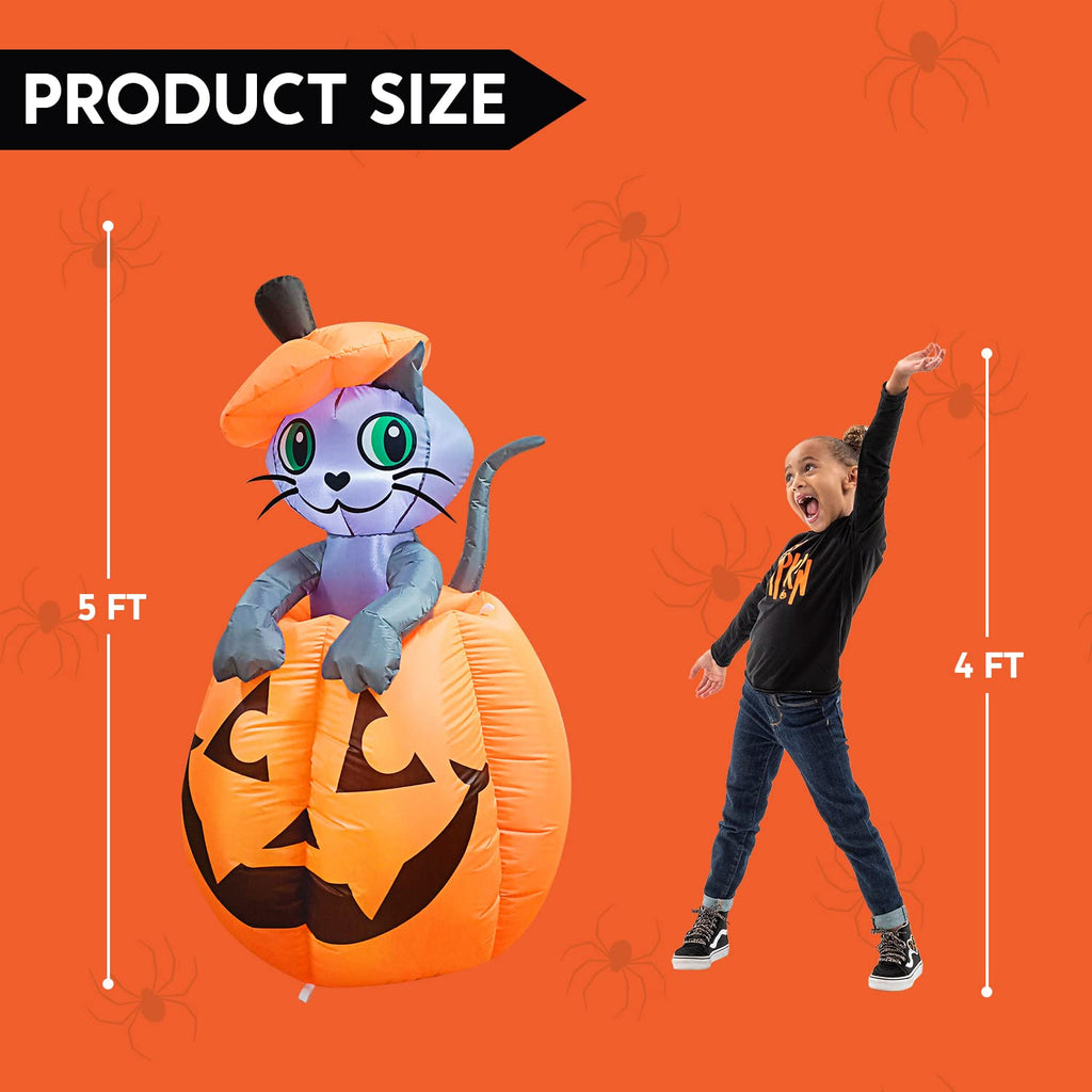 5 FT Animated Pumpkin Inflatable with LEDs A547684