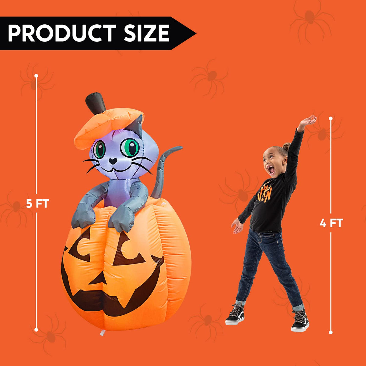 5 FT Animated Pumpkin Inflatable with LEDs A547684