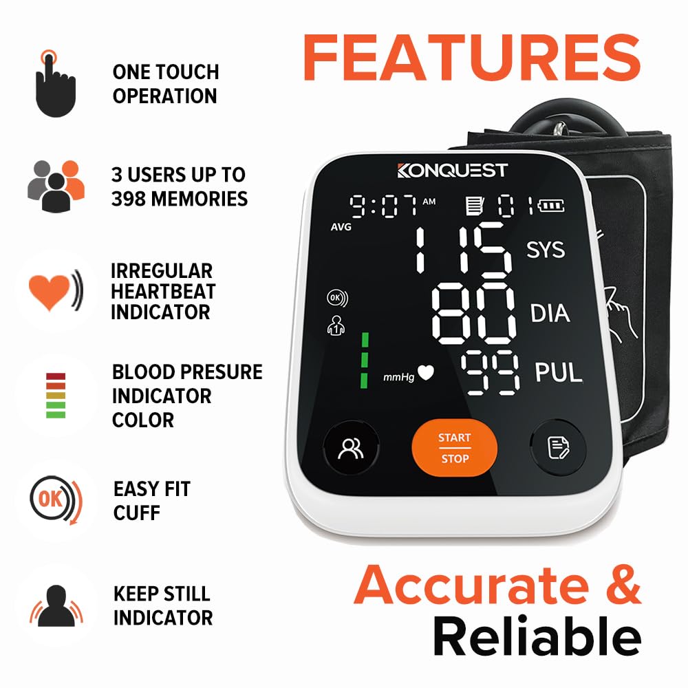 Upper Arm Blood Pressure Monitor with Adjustable Cuff V631