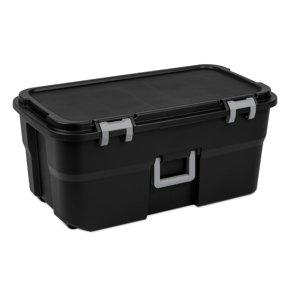 Black 22Gal Wheeled Lockable Storage Footlocker Z728