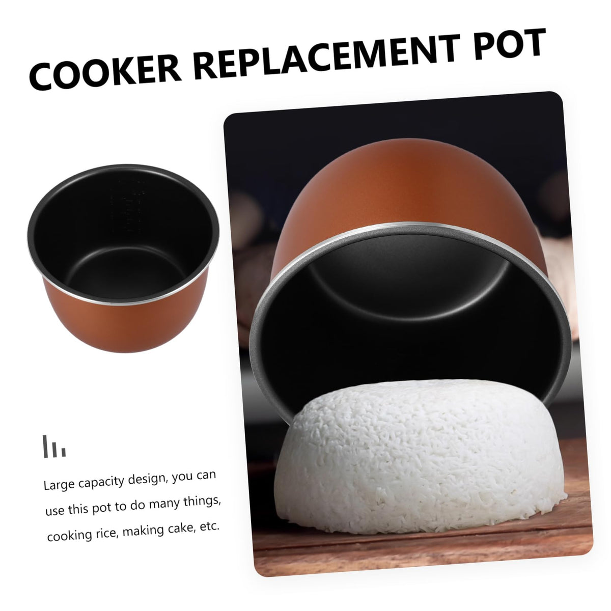 Non Stick Electric Cooker Inner Pot Aluminum Alloy Brown R190045
