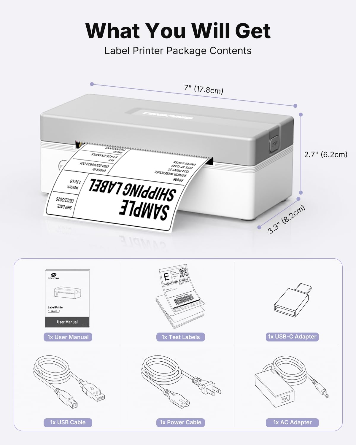 Bluetooth Thermal Shipping Label Printer Y777899