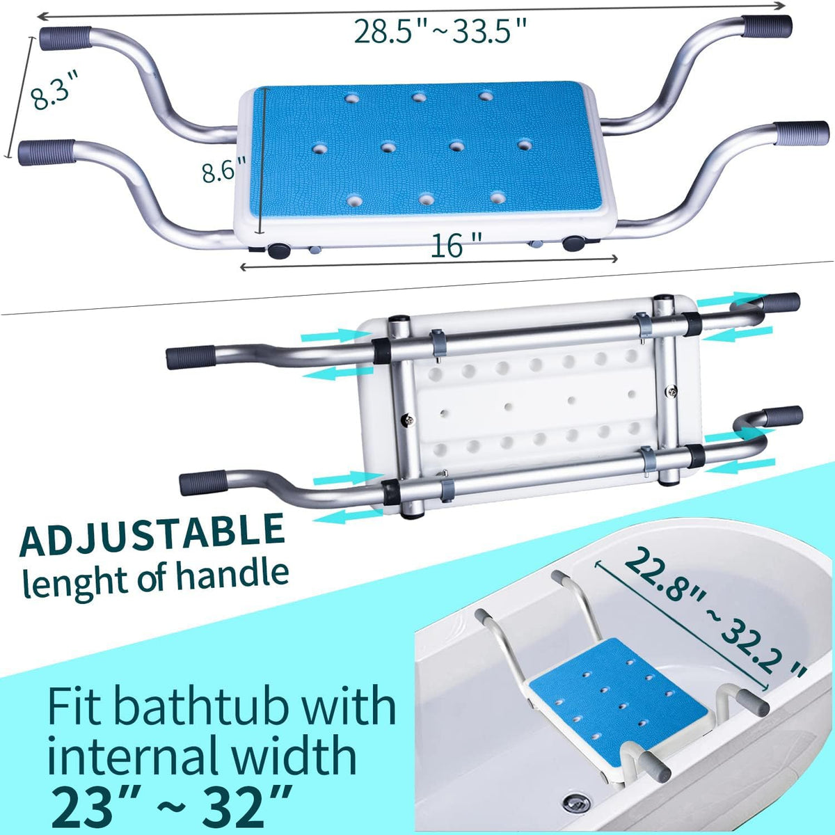 Heavy Duty Aluminum Alloy Bath Bench Seat P225