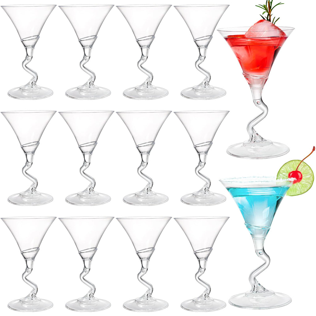 18 Pack 5 Oz Plastic Martini Glasses with Twisted Stem D179