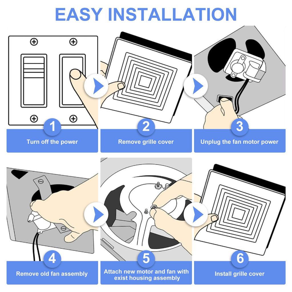Bathroom Exhaust Fan Motor Replacement Kit 50CFM 120V Q2036