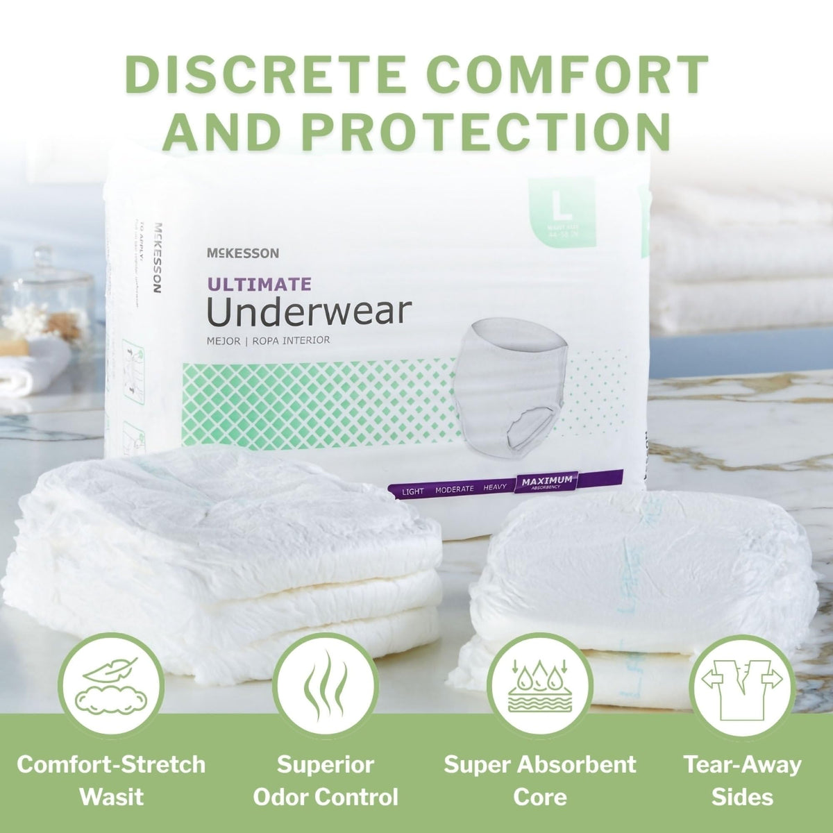 Adult Incontinence Underwear, Large, 72 ct D9281