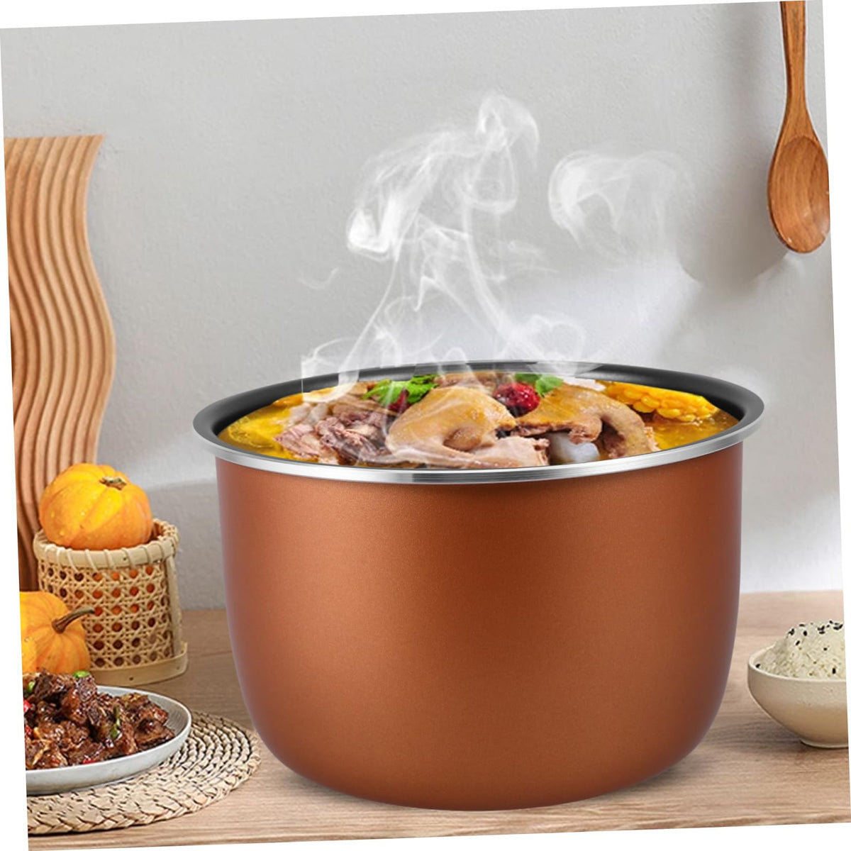 Non Stick Electric Cooker Inner Pot Aluminum Alloy Brown R190045