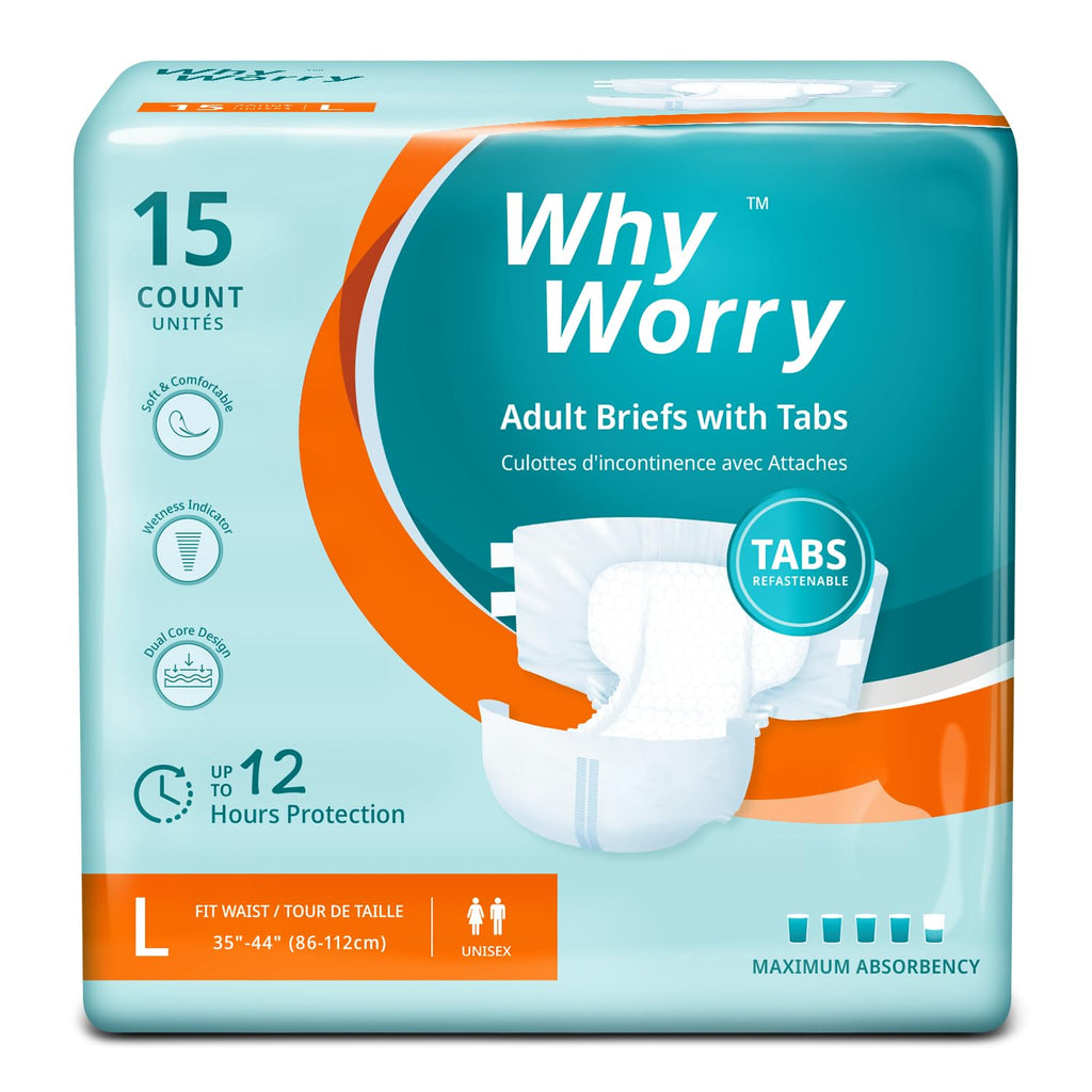 Adult Diapers with Tabs, Large, 15 Count X47475