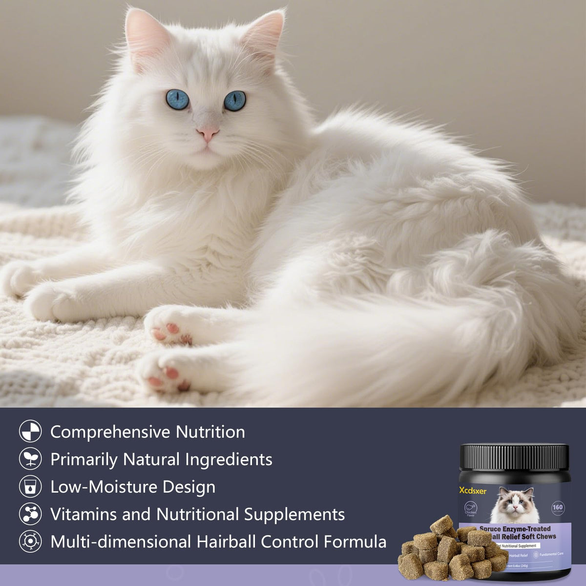 Chicken Flavor Soft Chews Hairball Aid Supplement for Cats T9241